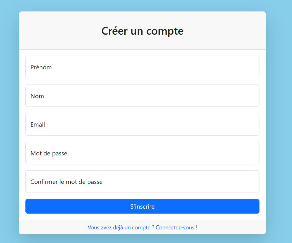 Page d'inscription