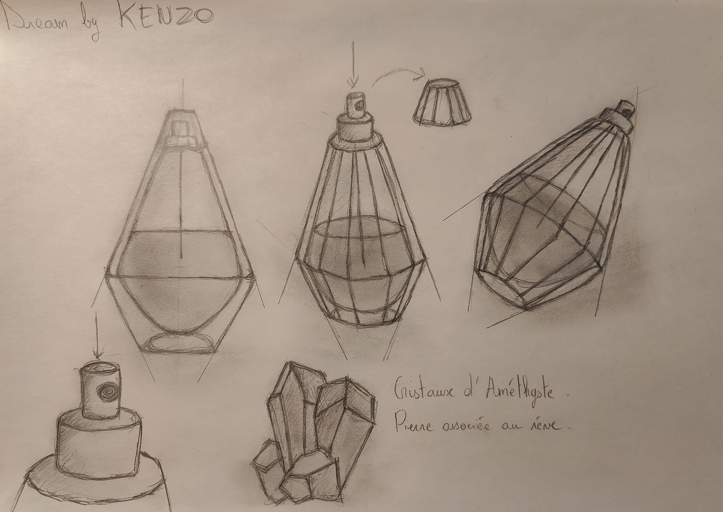 Croquis du flacon du parfum en 3D